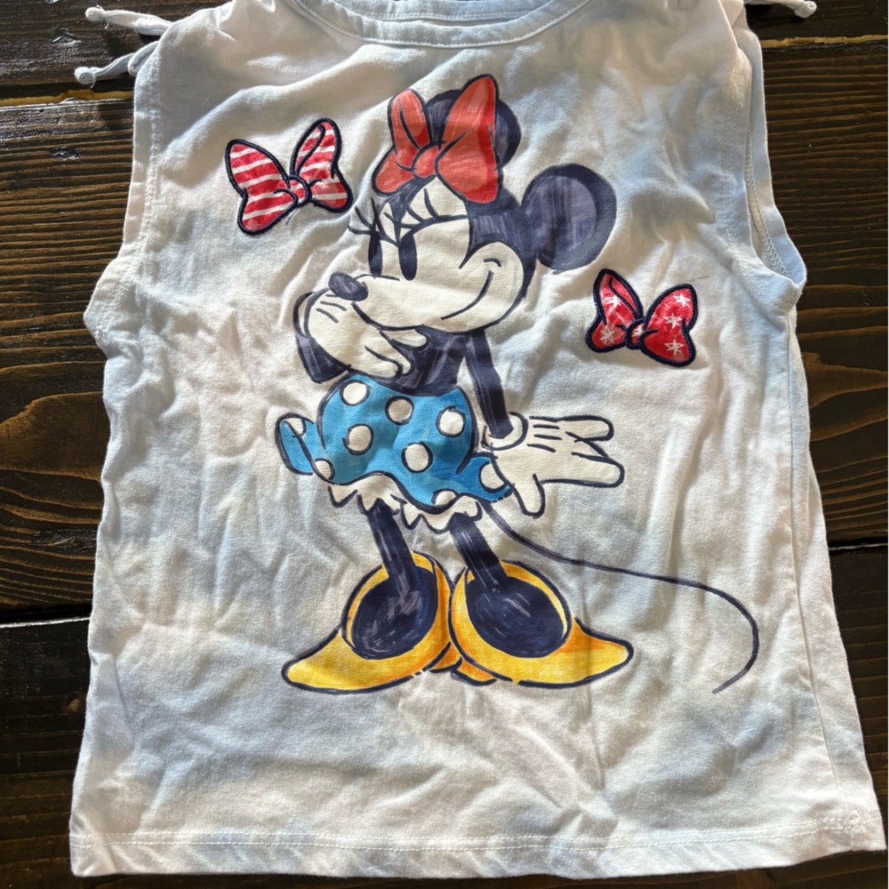 Disney White and Blue Tie Dye Short Sleeve Tees with Minnie Mouse